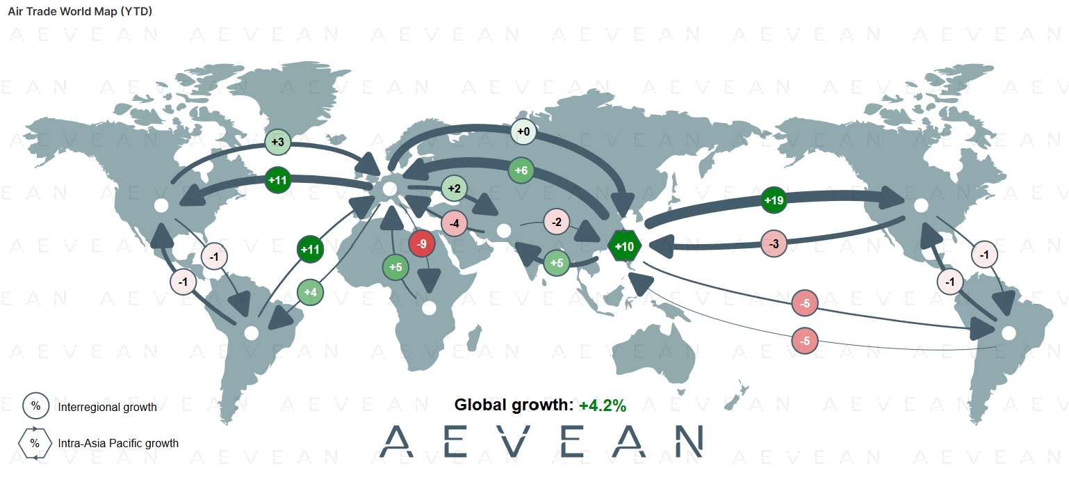 Global air trade world map
